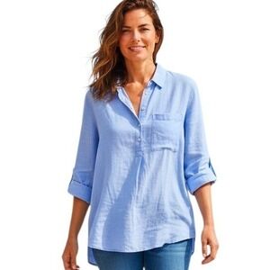 JNY 100% Linen Euro Summer Beach Women size 3X Minimalist Coastal Resortwear Top